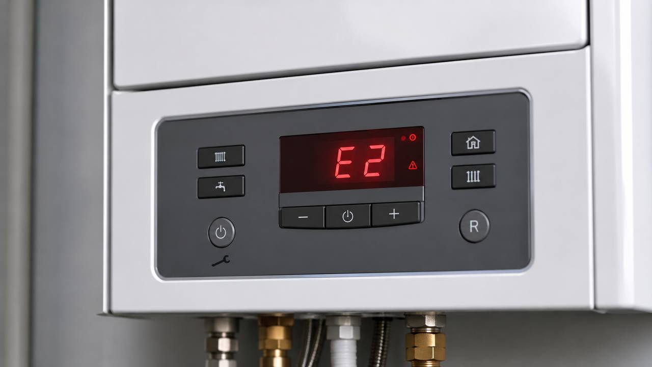 نمایشگر دیجیتال پکیج دیواری با نمایش کد خطا